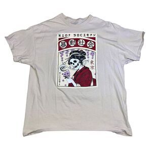 Riot Society Shirt Size M Adult Geisha Girl Skull Skeleton Size XL Tan